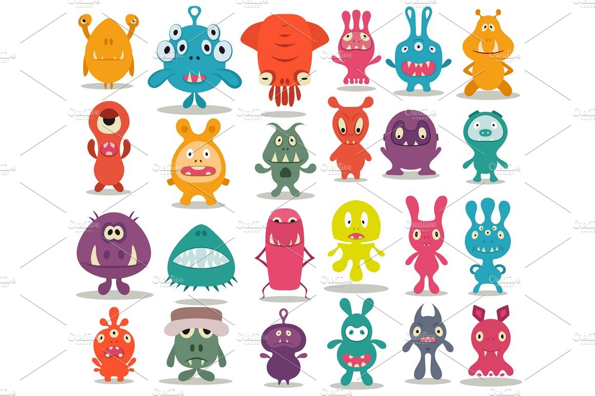 24 cute doodle monsters cover image.