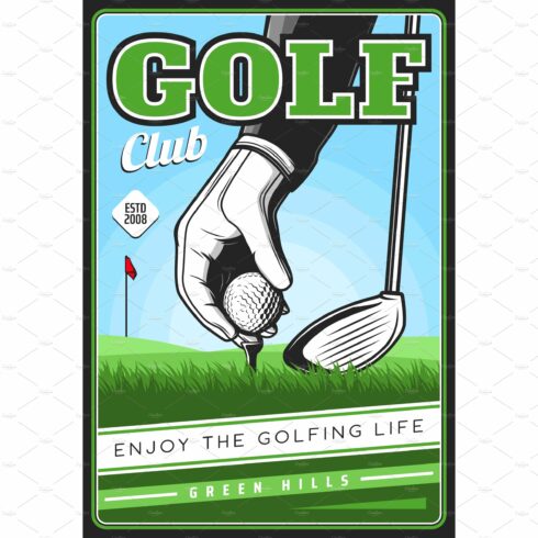 Golf club poster, golfing sport cover image.