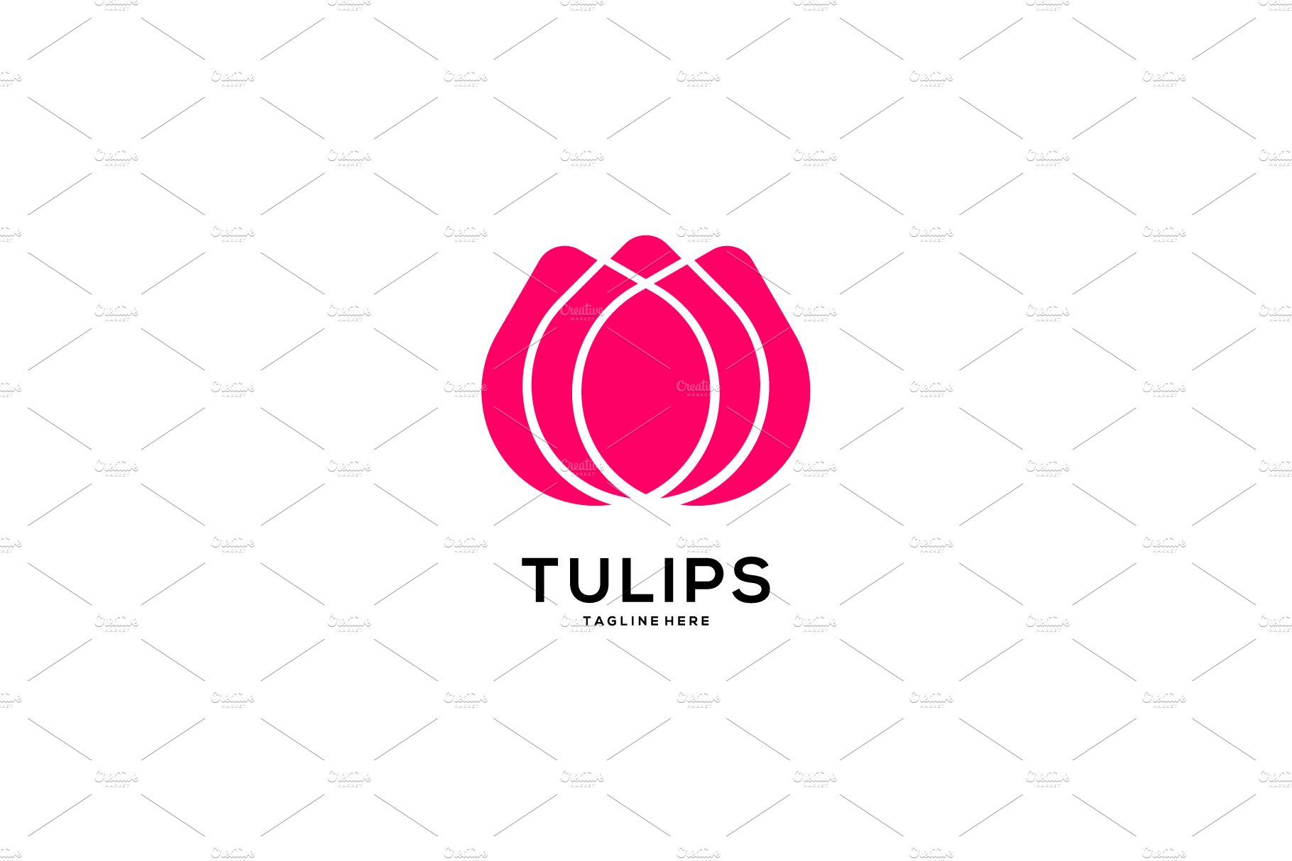 tulip flower logo vector template cover image.