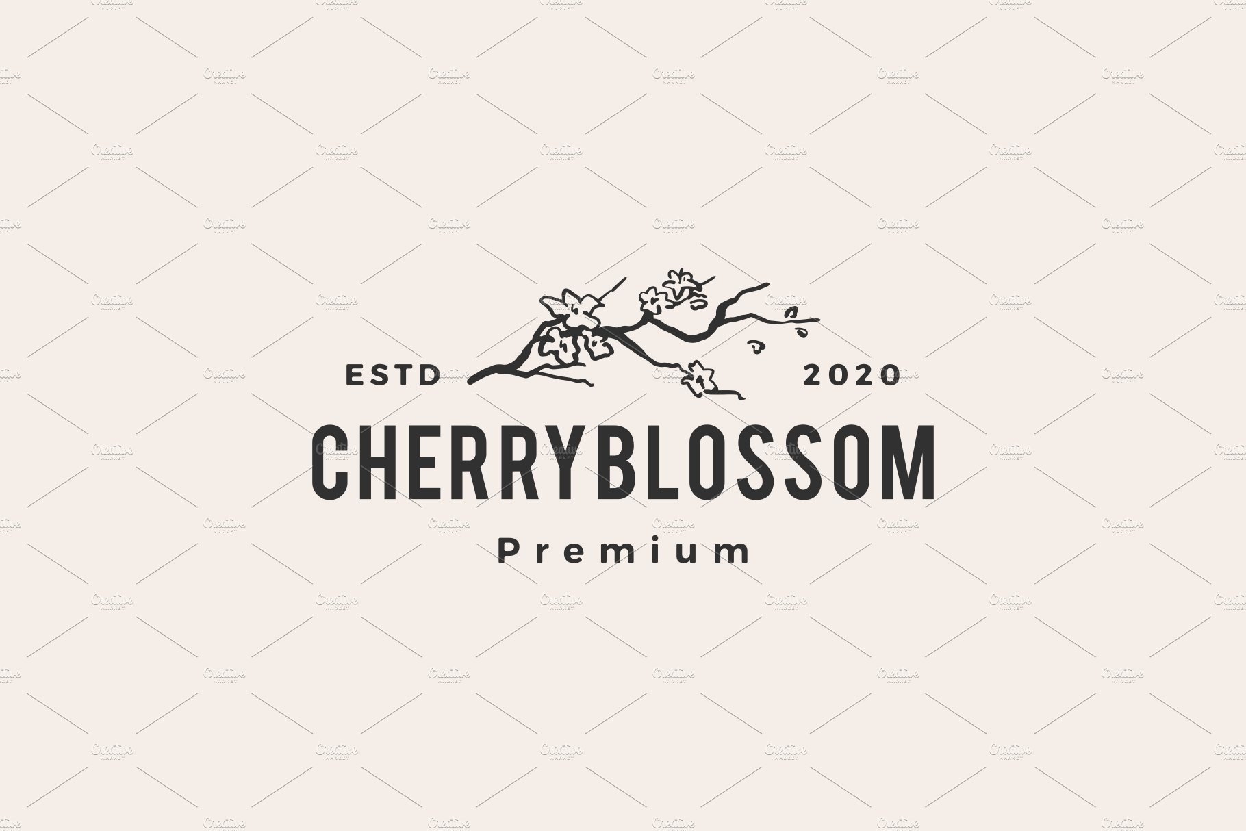 cherry blossom hipster vintage logo cover image.