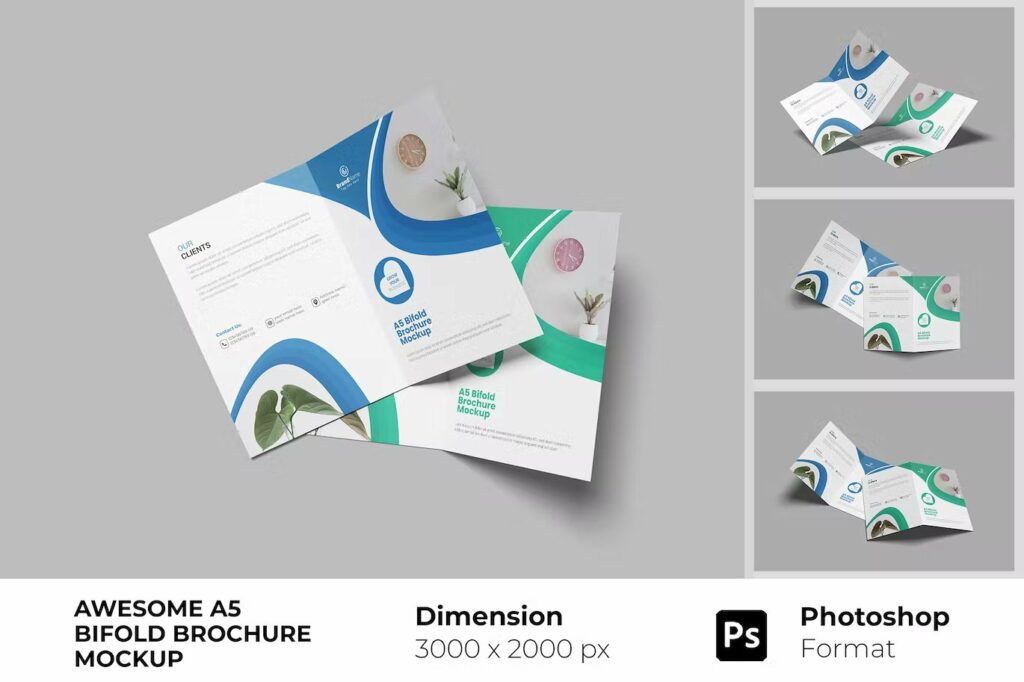 Awesome A5 Bifold Brochure Mockup – MasterBundles