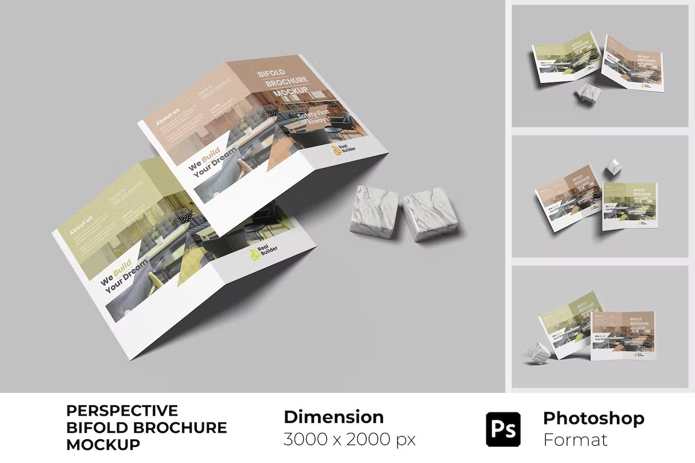 Perspective Bifold Brochure Mockup cover image.