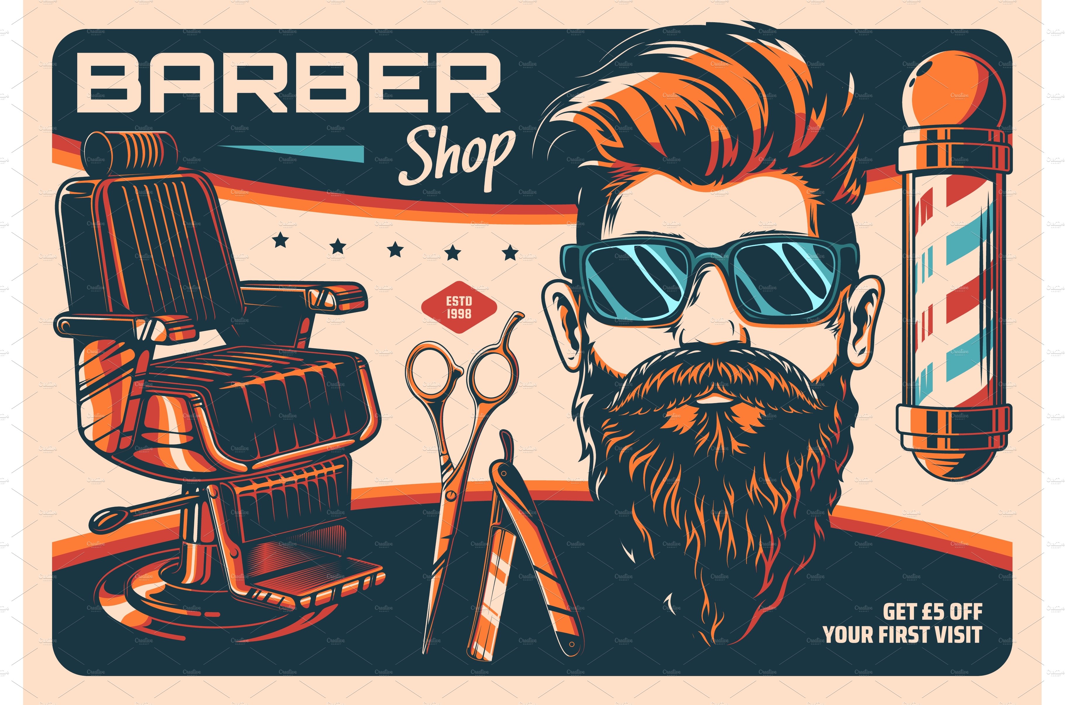 Barbershop and hairdressing salon cover image.