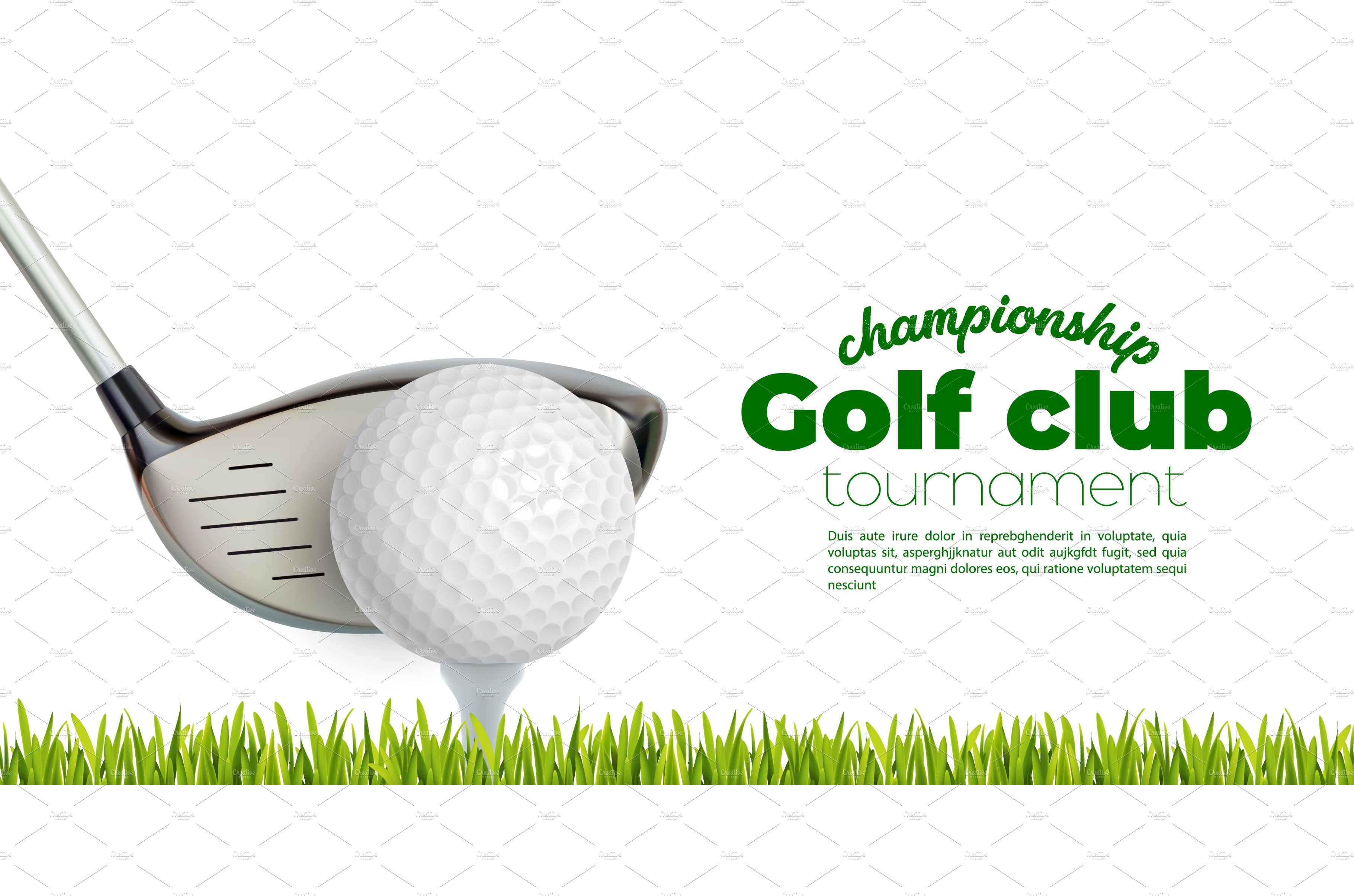 Isolated golf club stick, ball tee cover image.
