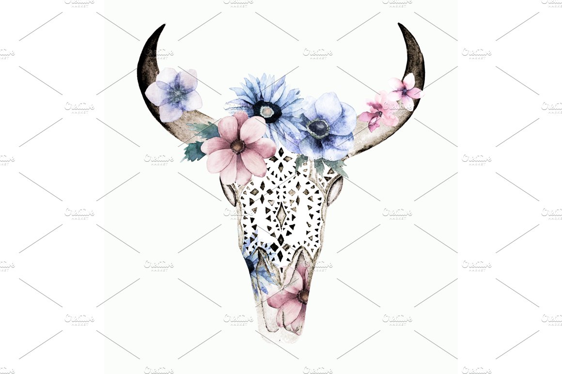 Bull's Head With Flowers cover image.
