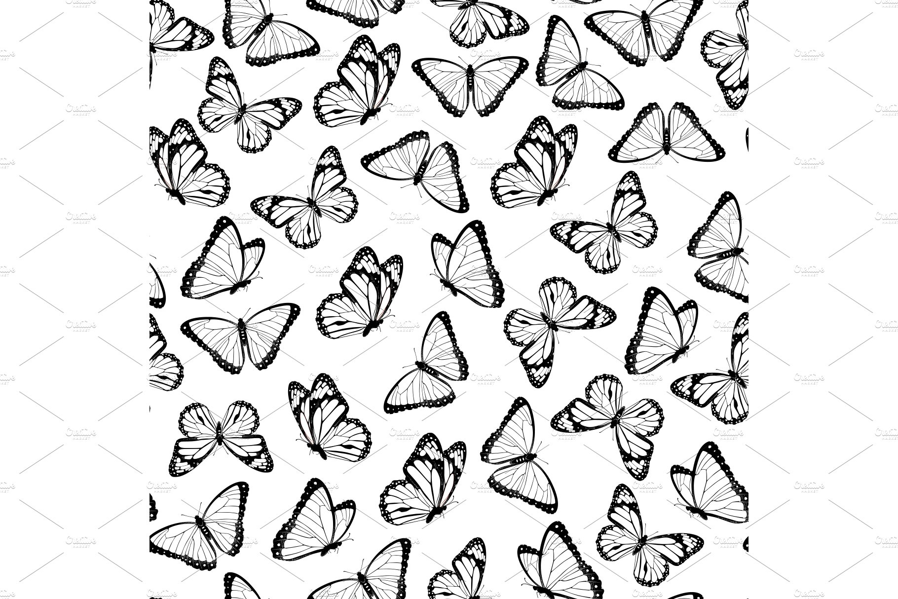 Flying butterflies seamless pattern cover image.