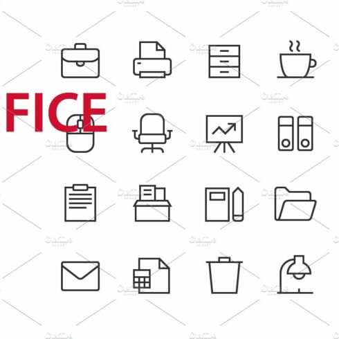 20 Office UI icons cover image.