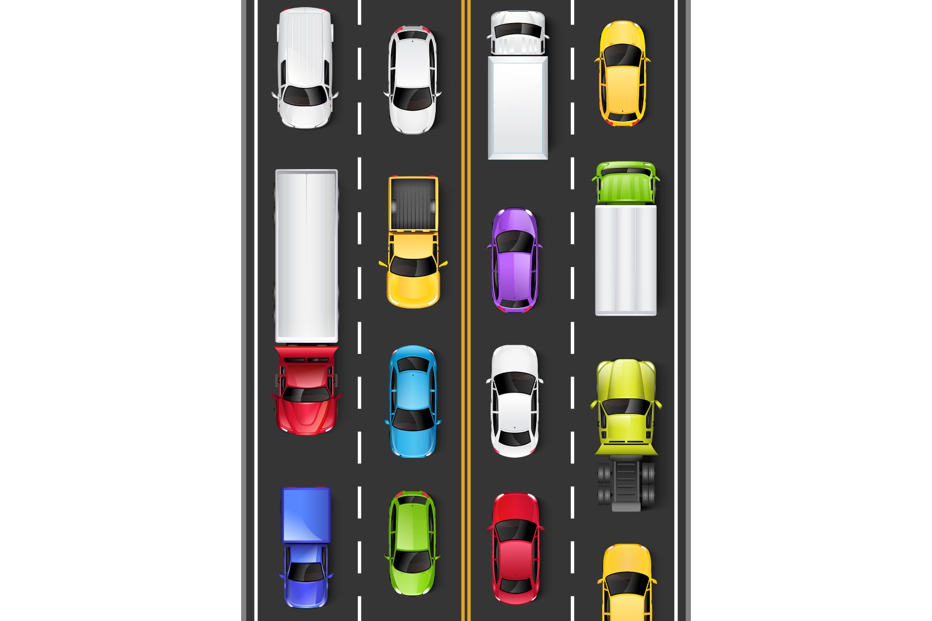 Top view of cars on the road. cover image.