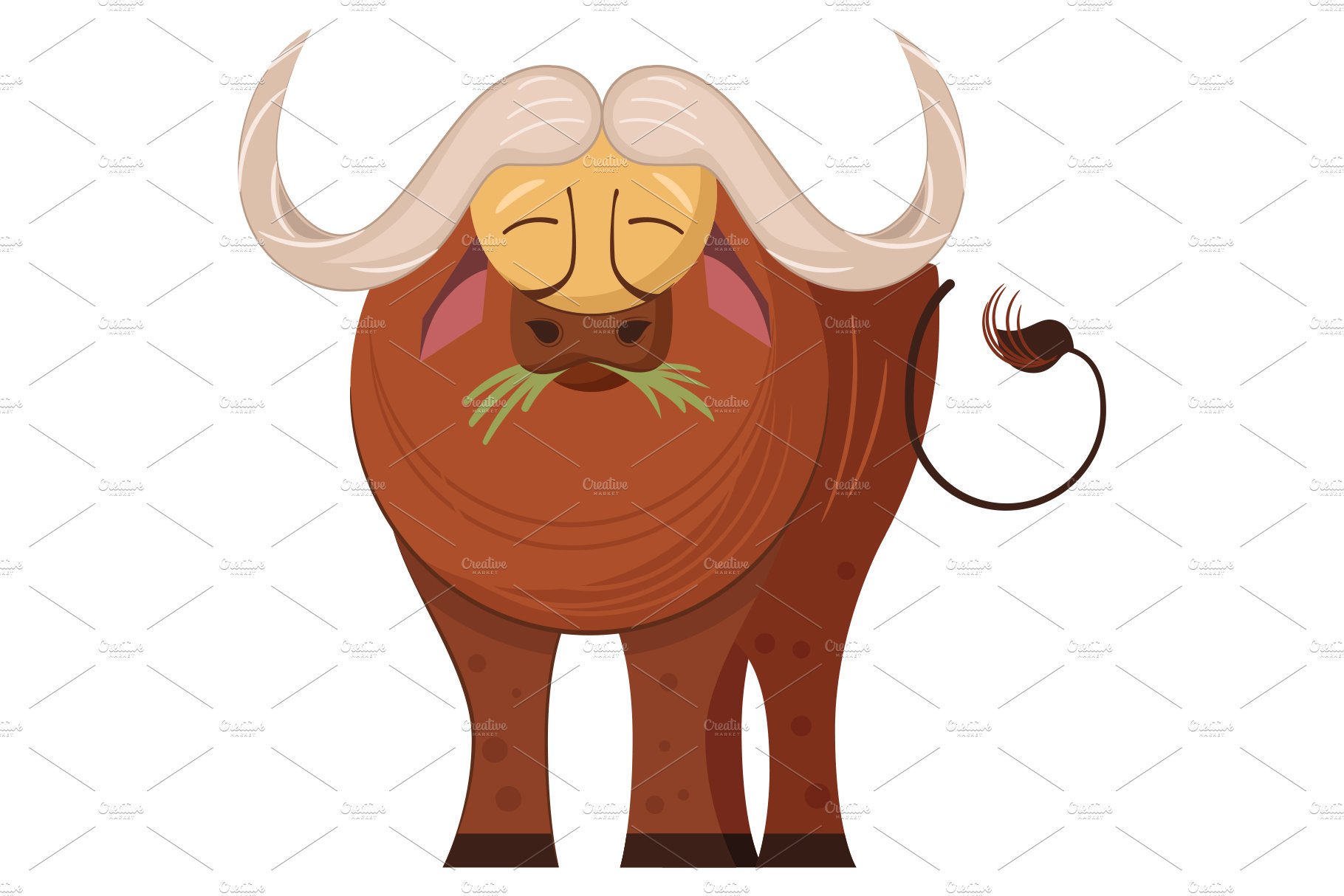 African buffalo cartoon character. cover image.