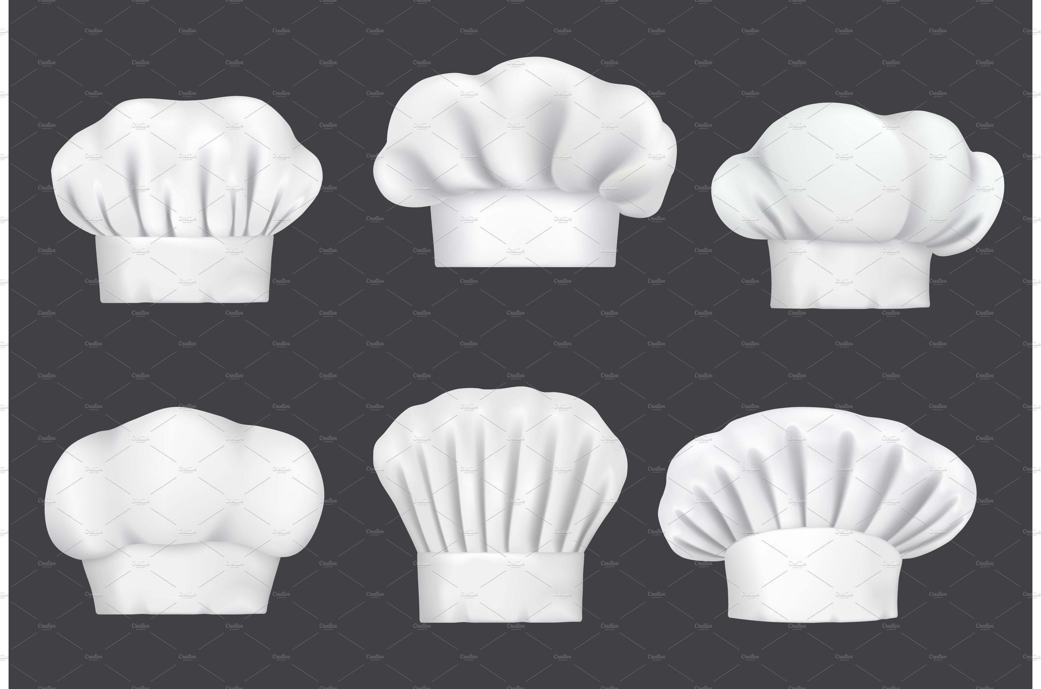 Realistic chef hats, cook caps cover image.