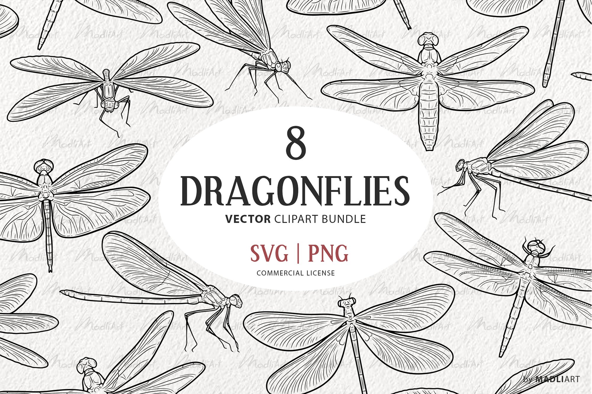 Dragonfly Vector Line Art Set cover image.