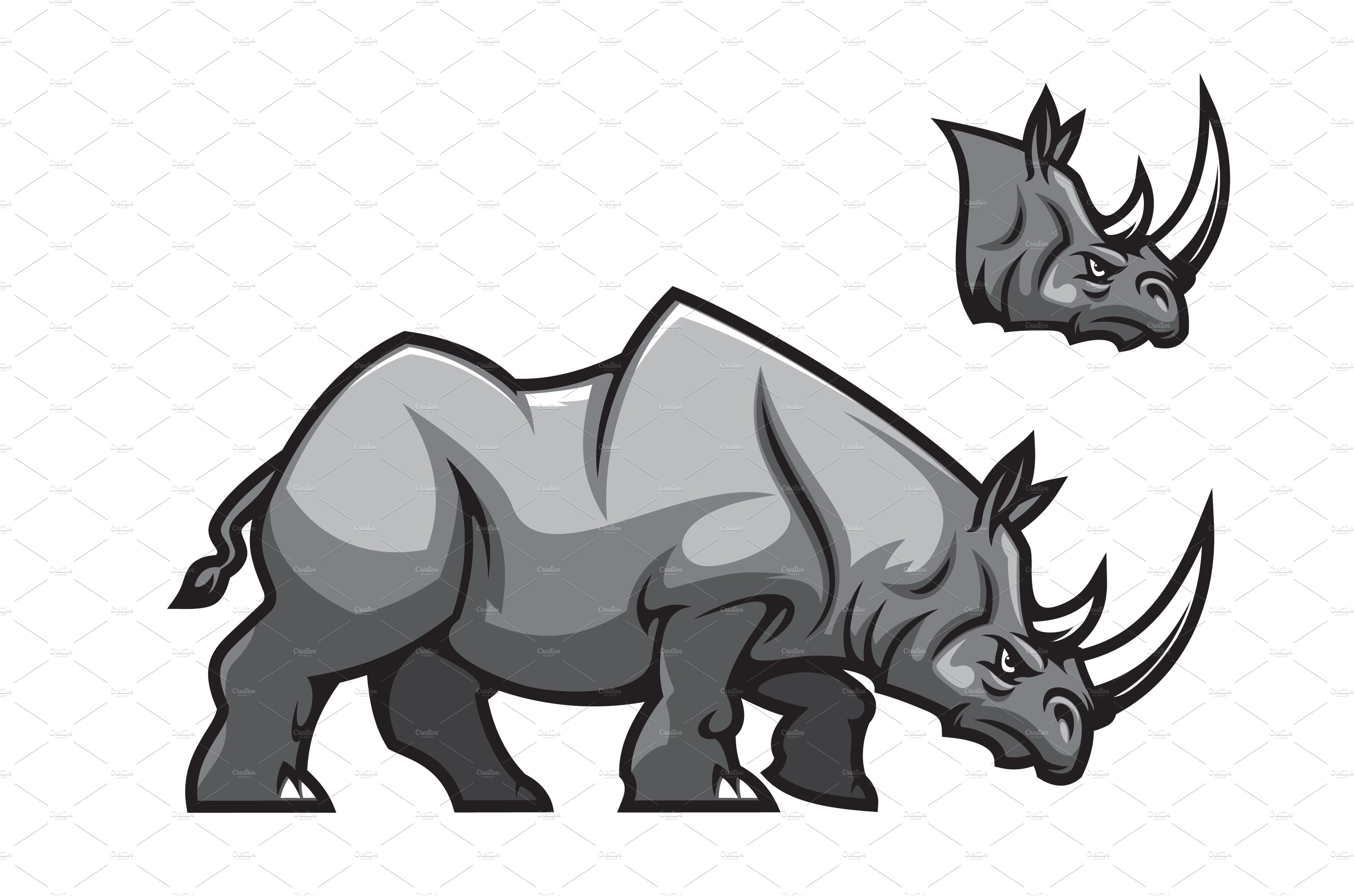 Aggressive rhino mascot cover image.