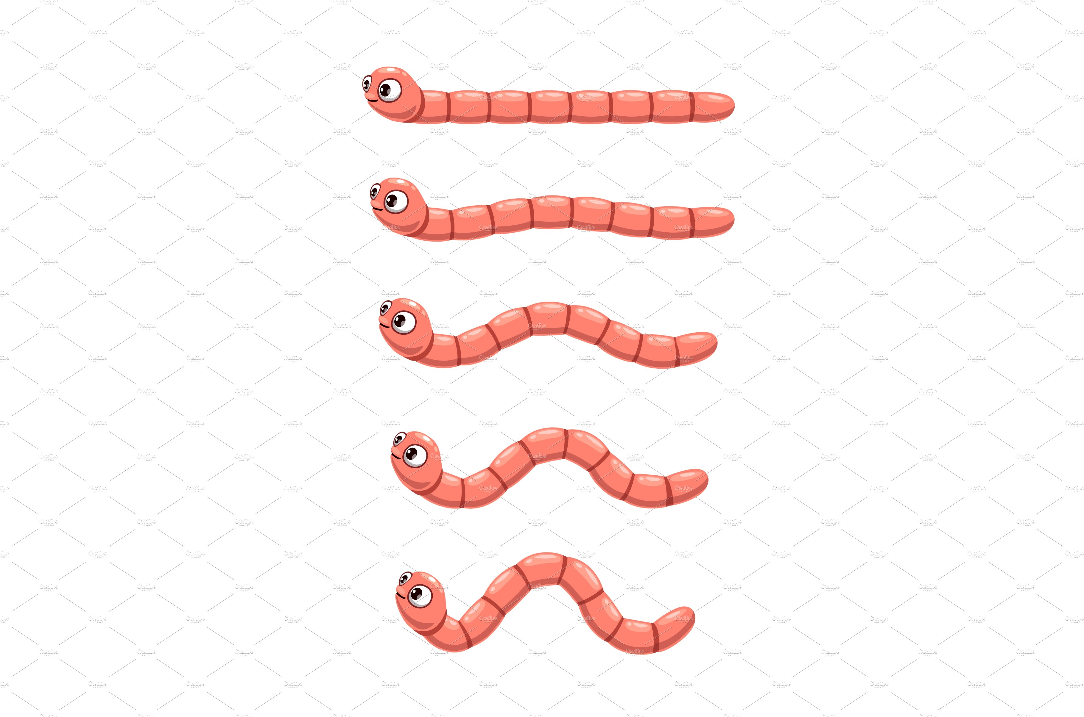 Animated cartoon worm, earthworm – MasterBundles