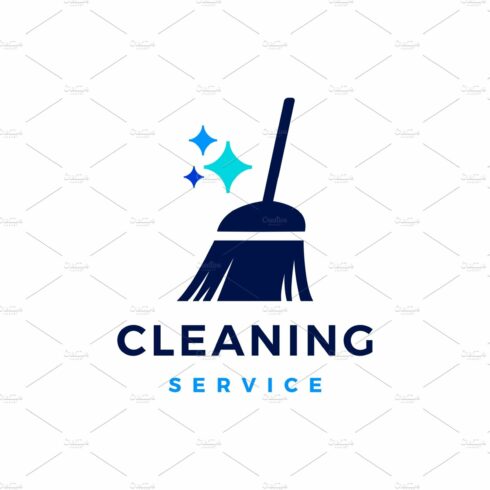 broom sparkle cleaning service logo cover image.