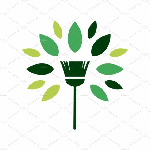 broom tree leaf clean logo vector cover image.