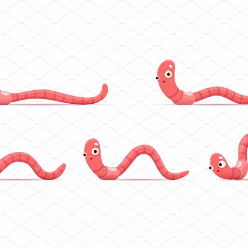 Cartoon funny worm. Animation cover image.