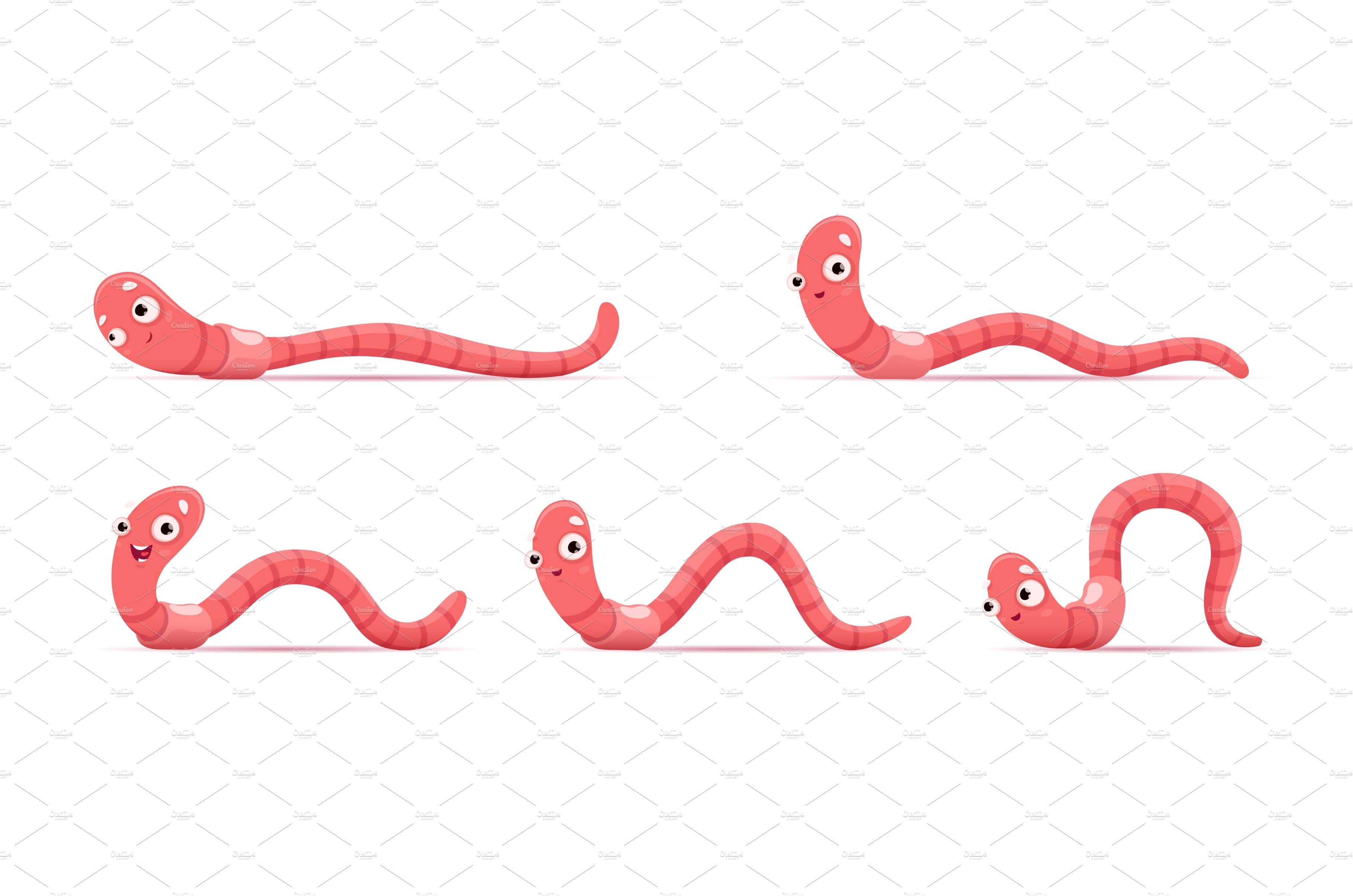 Cartoon funny worm. Animation cover image.