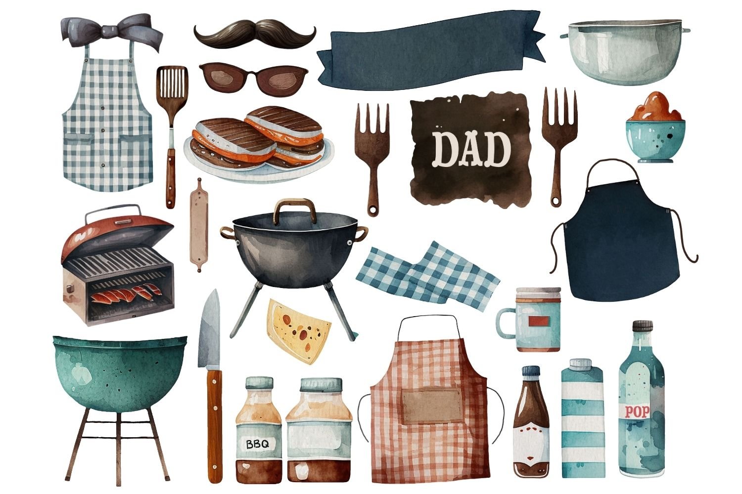 BBQ Grilling Fathers Day Clipart preview image.