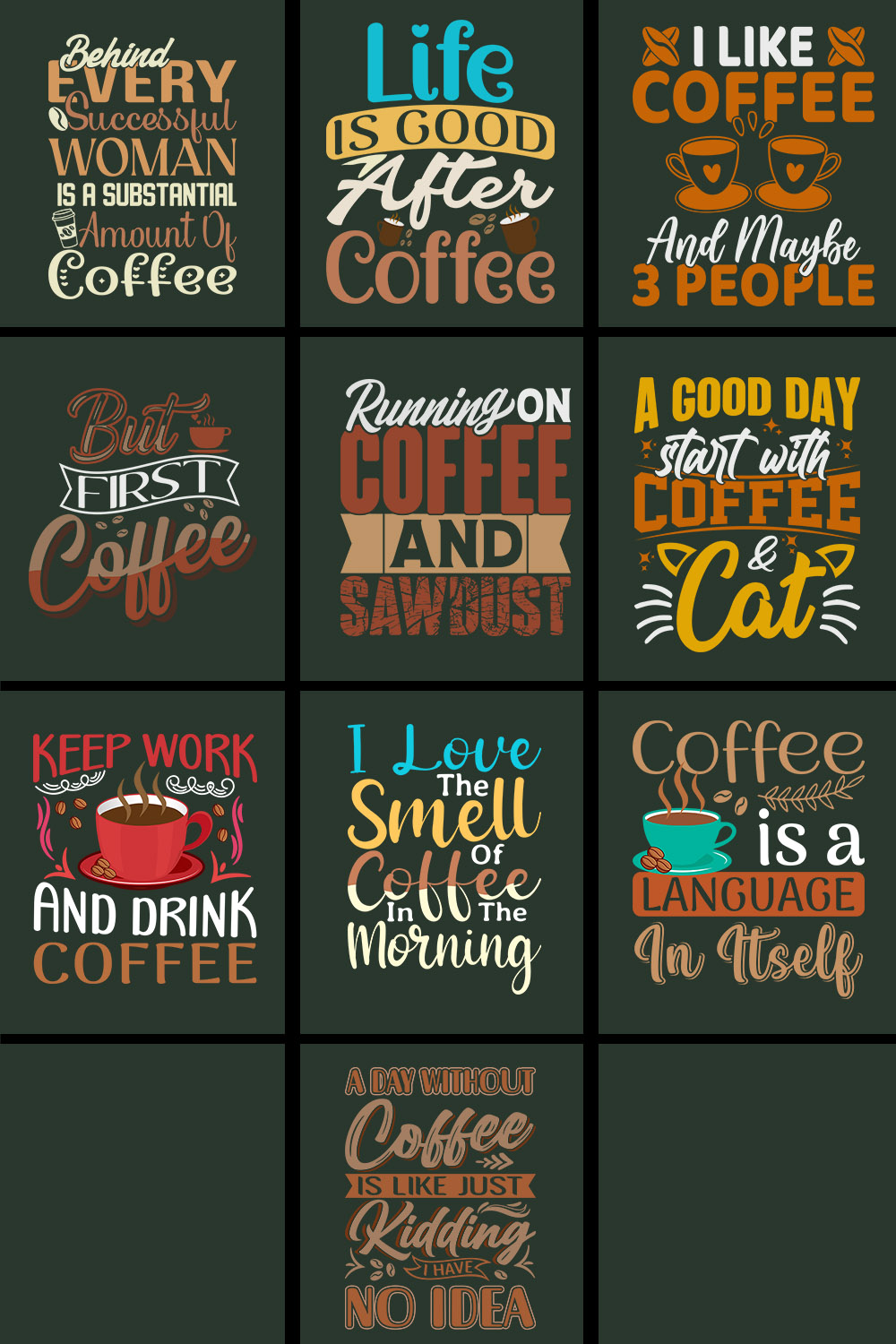 Express Your Love for Coffee with our Bold and Eye-Catching T-Shirt Designs pinterest preview image.