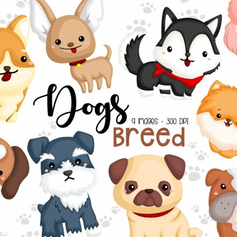 Dog Breeds Clipart - Cute Dogs cover image.