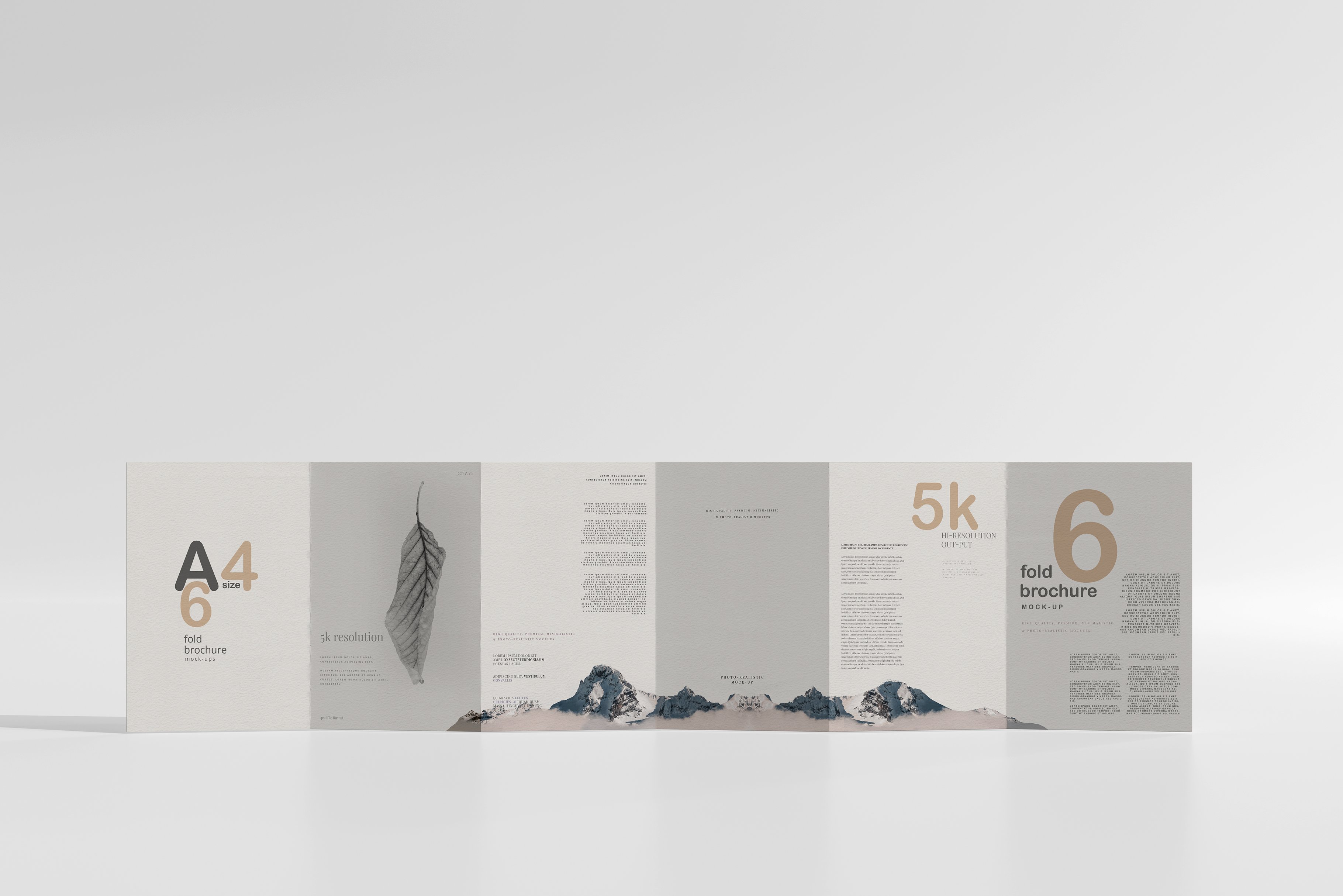 A4 Size Six Fold Brochure Mockup preview image.