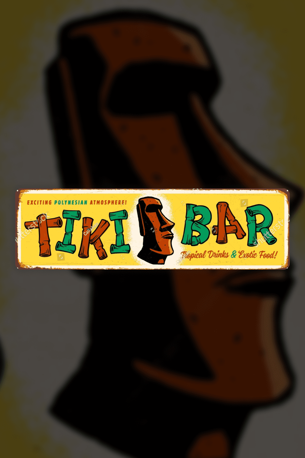 Vintage metal sign - Tiki Bar .