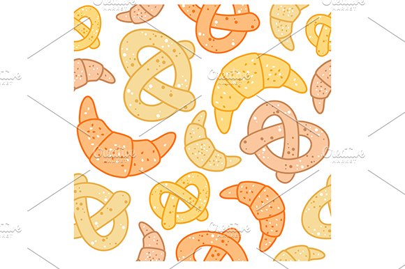 Seamless pattern of pretzels and cro cover image.
