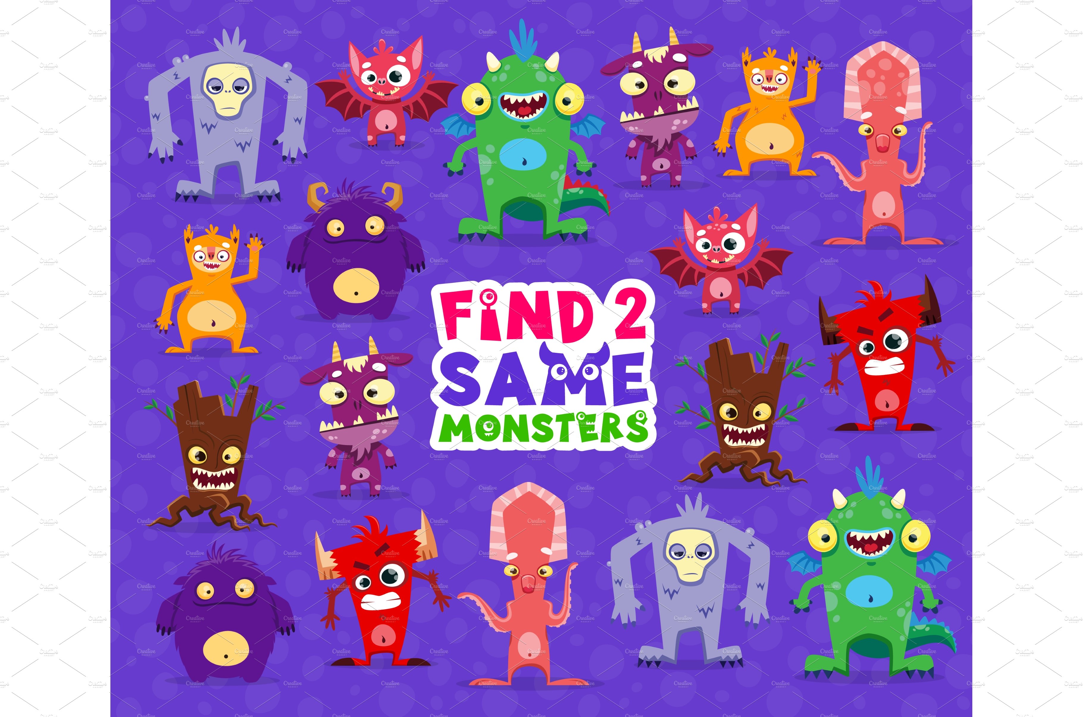 Find two same cartoon monsters cover image.