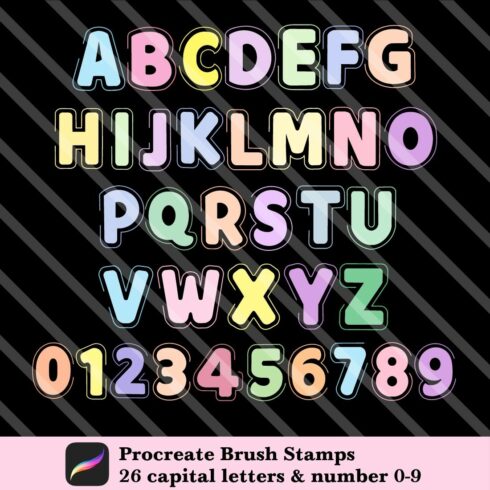 Alphabet & Number Brush Stamp Procreate cover image.