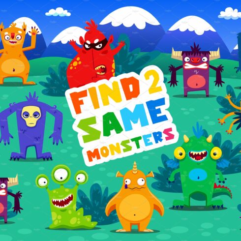 Find two same cartoon monsters cover image.