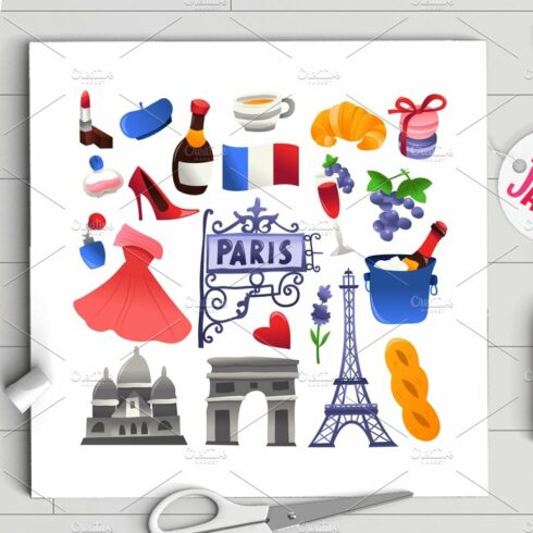 Super Cute Paris Culture Icons Set cover image.