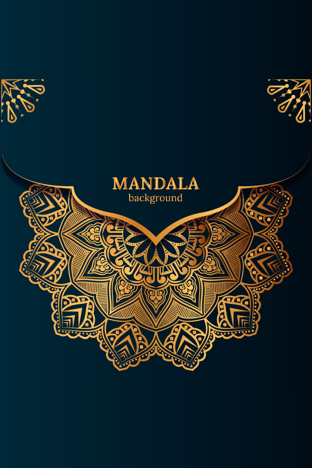 Luxury Ornamental Mandala Design Background In Gold pinterest preview image.