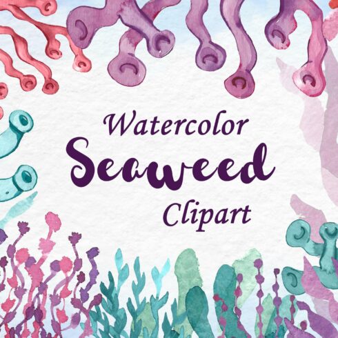 Watercolor Seaweed Clipart cover image.