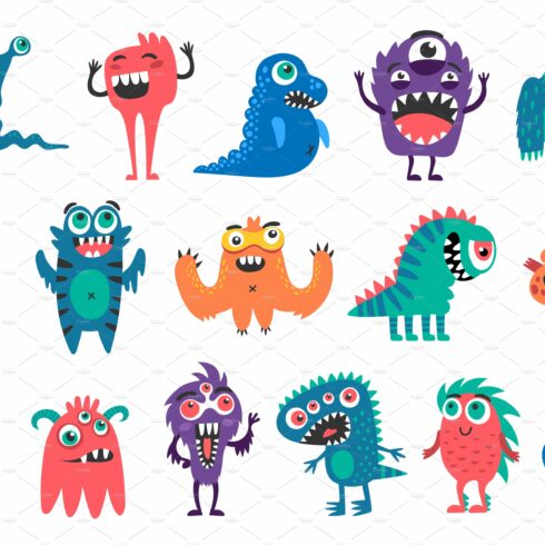 Cartoon monster characters cover image.