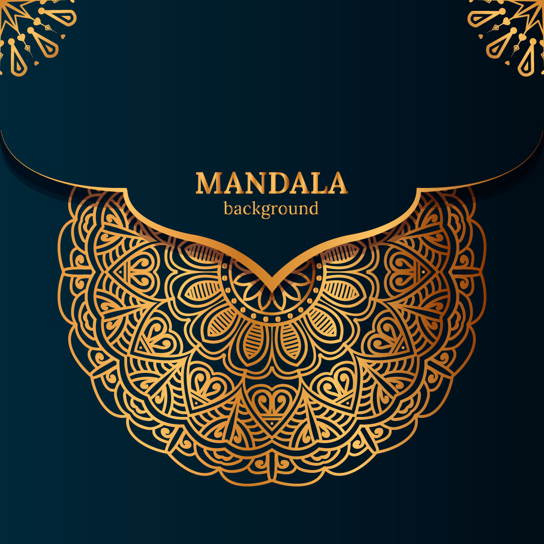 Vector luxury ornamental mandala design background in gold color vector preview image.