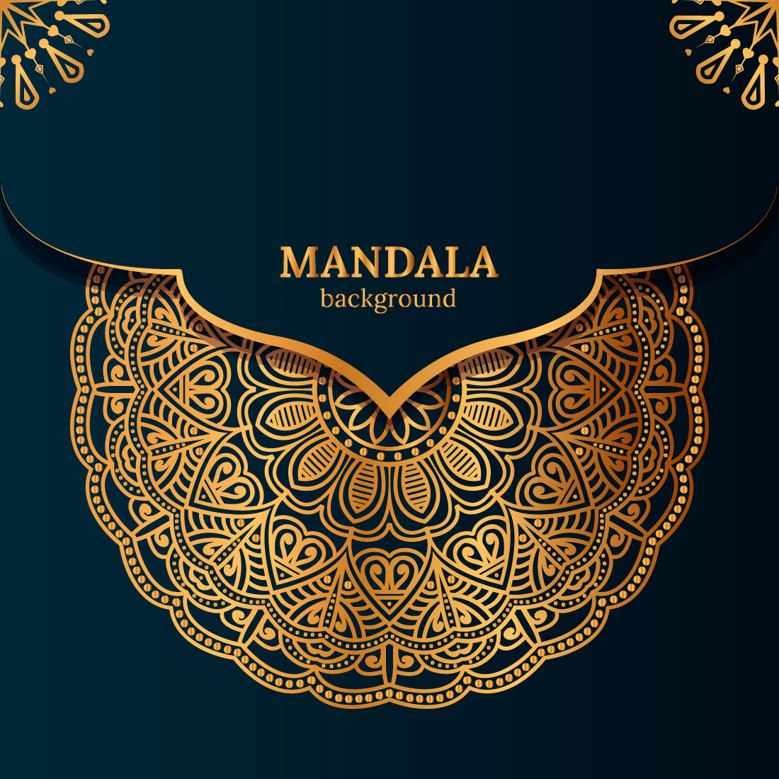 Vector luxury ornamental mandala design background in gold color vector preview image.