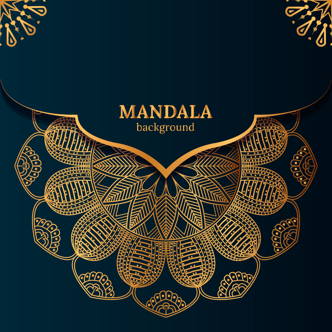 Vector luxury ornamental mandala design background in gold color vector preview image.