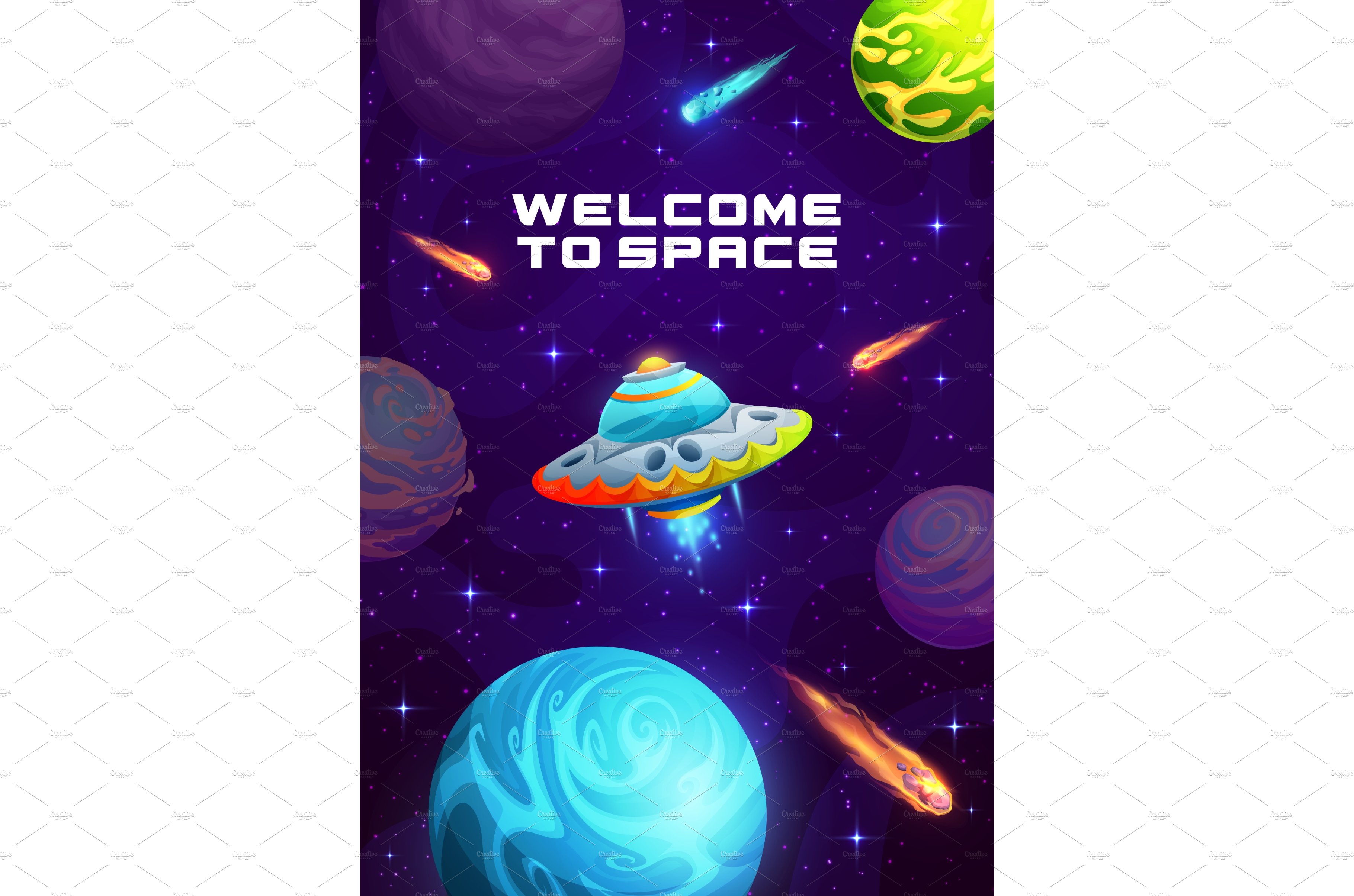 Cartoon galaxy space poster cover image.