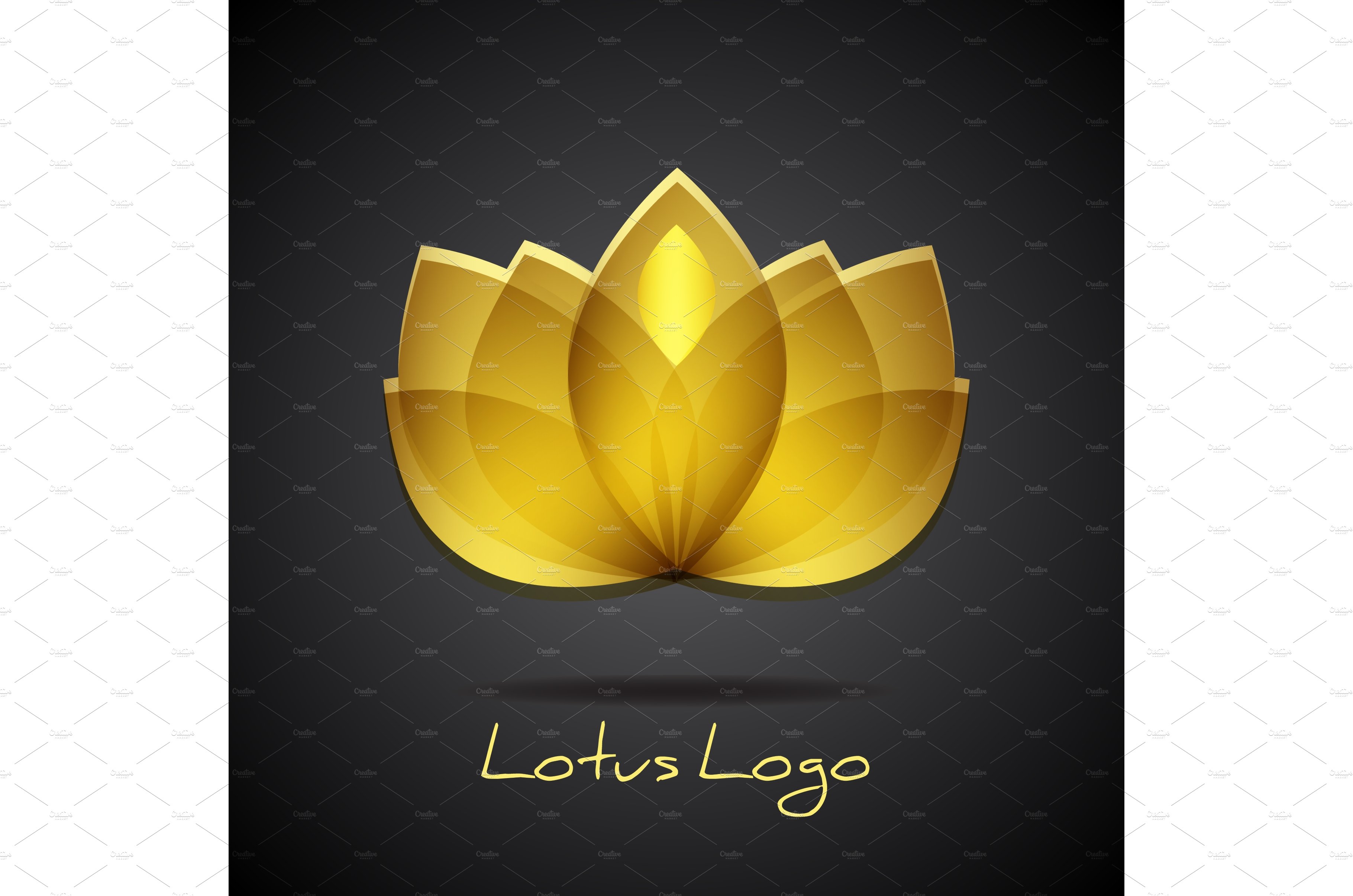 Golden Lotus Logo on Black Background. Floral Logotype Template of Beauty  Salon Stock Photo - Image of lotos, logo: 220827370