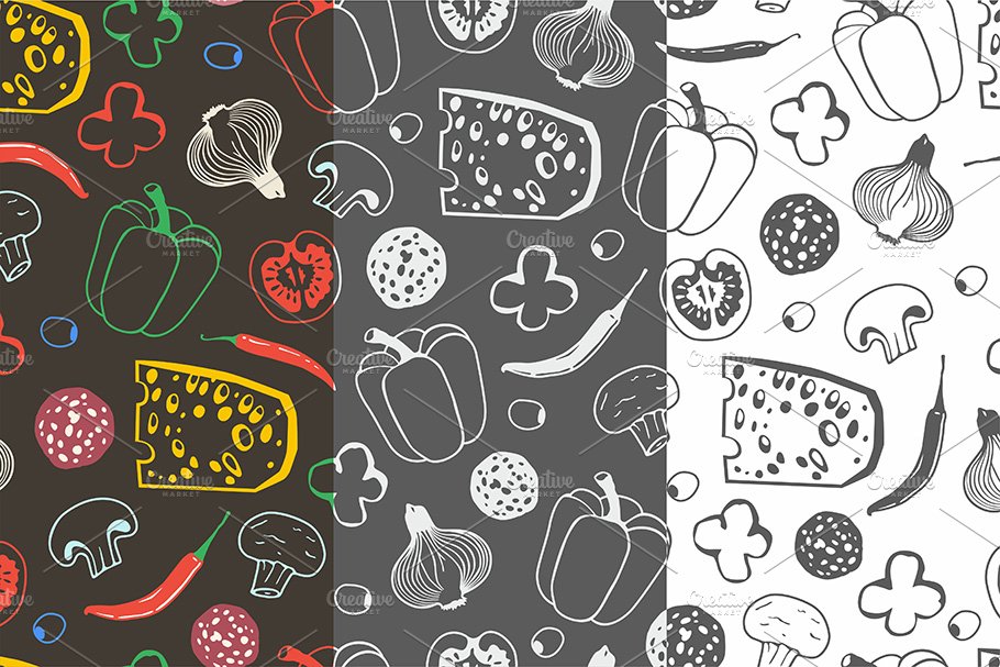 pattern ingredients for pizza cover image.