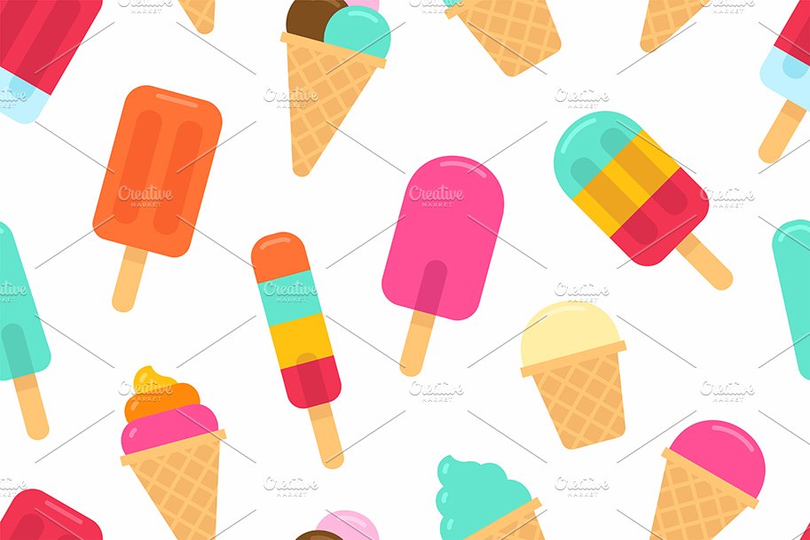 Seamless pattern with ice cream preview image.