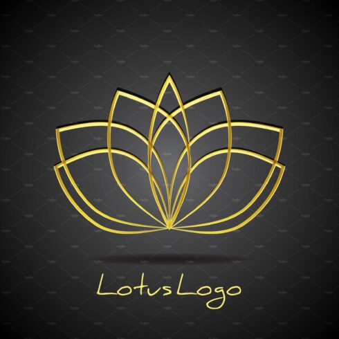 Golden line lotus logo on black cover image.