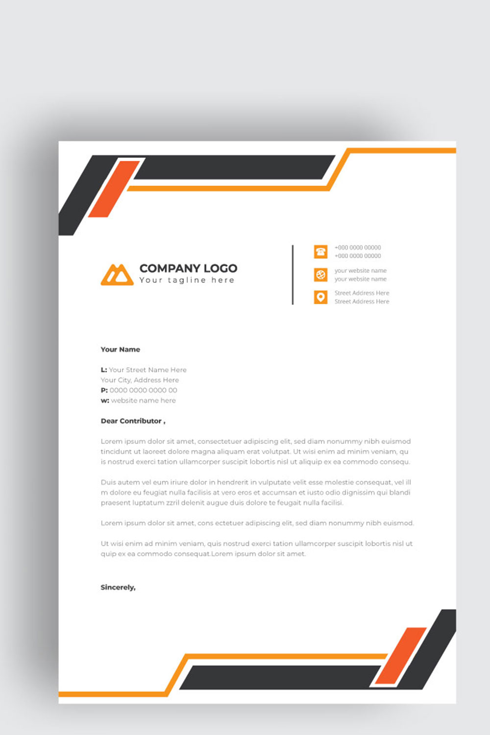 letterhead business corporate template design pinterest preview image.