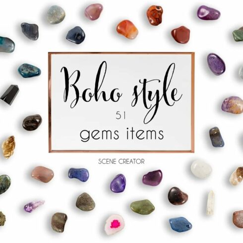 Boho style: gems items scene creator cover image.