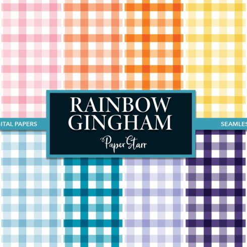 Rainbow Gingham Seamless Patterns cover image.