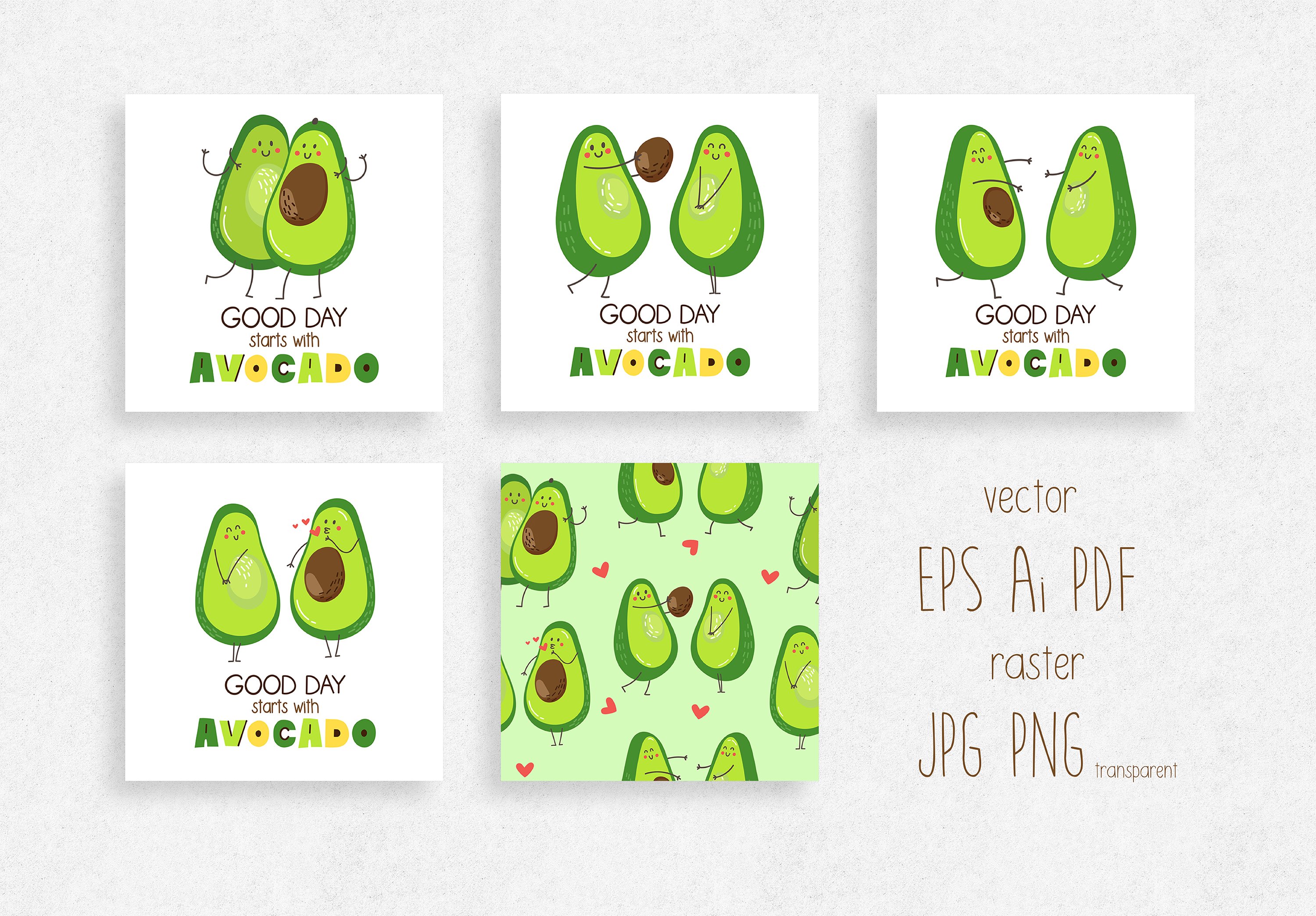 Avocado vector set preview image.