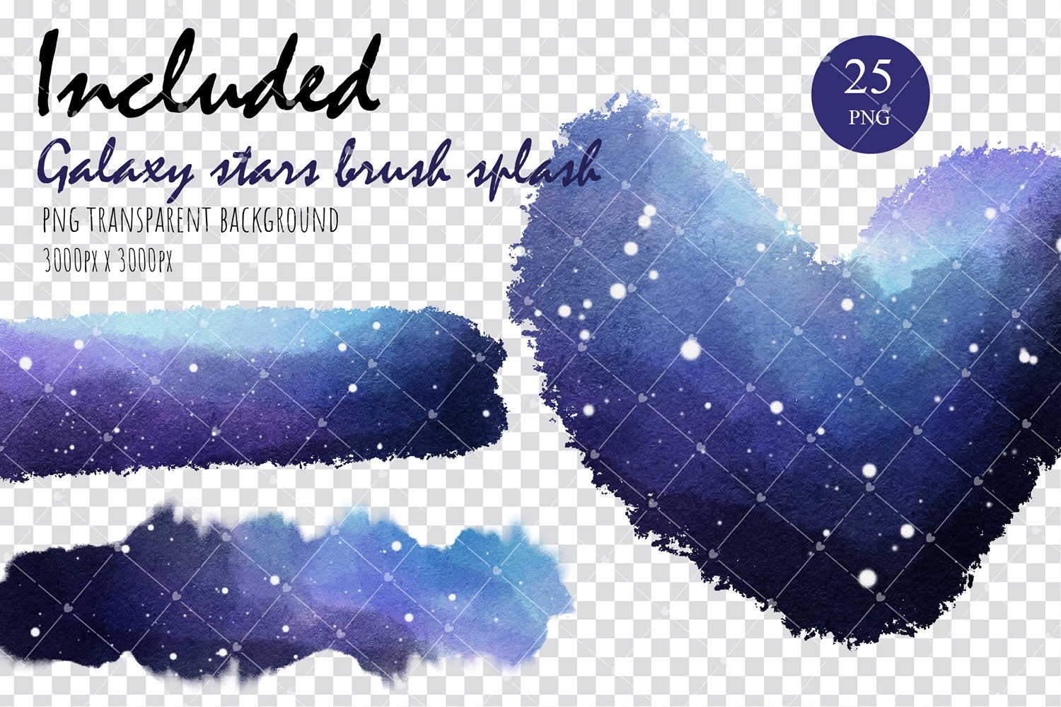 Watercolor galaxy stars splashes preview image.