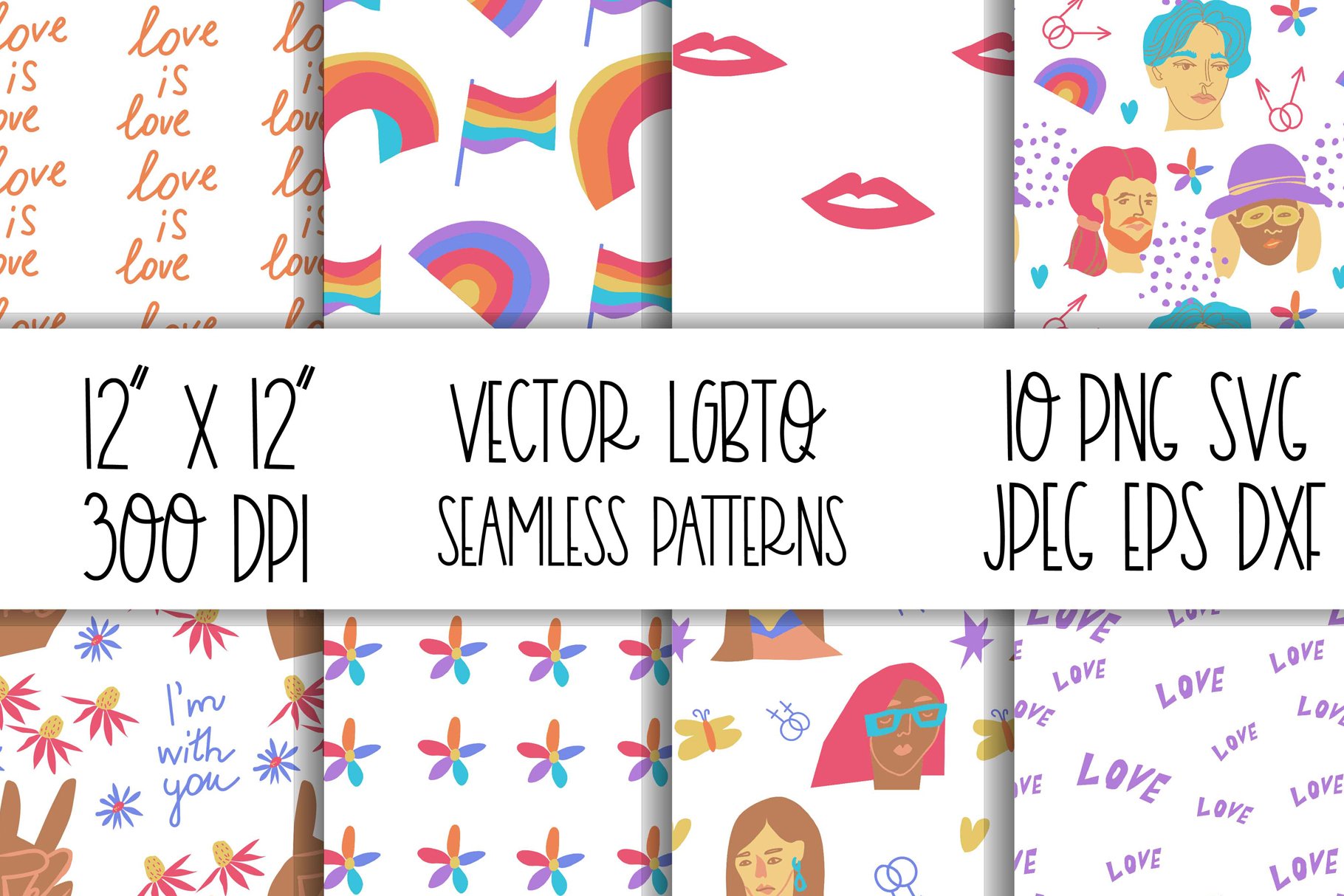 LGBT svg. Pride digital paper pack cover image.