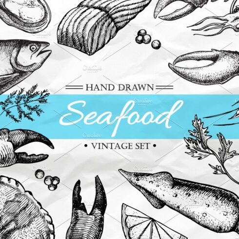 Seafood. Hand Drawn Vintage Set cover image.