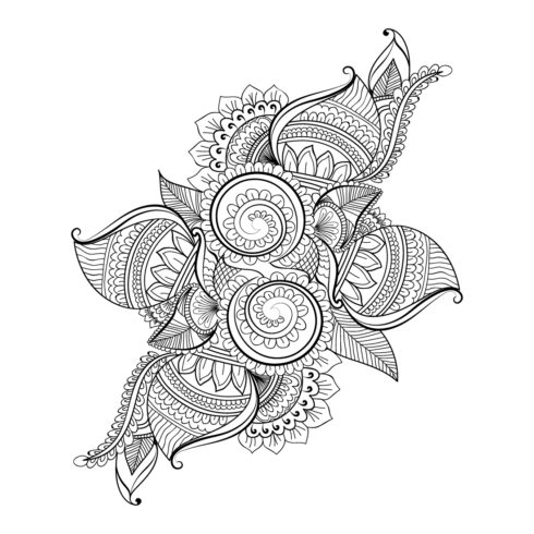 vintage floral vector illustration, doodle flower line art, ornamental floral zen tattoo drawing, tattoo designs, black and white illustration, cover image.